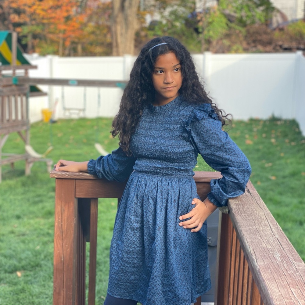 GAP Navy Textured Long Sleeve Dress/ junior